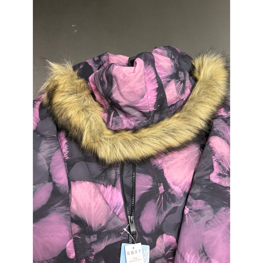 Roxy Girl American Pie Ski Jacket 10K DryFlight Purple Floral ERGTJ03163 Size 16 - Picture 3 of 14